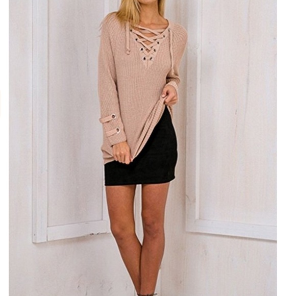 ELEANOR Oversized Lace Up Sweater - Picture 3 of 7
